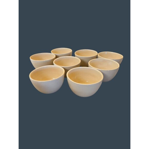 Set Of 8 Pottery Barn Sausalito Beige Stoneware Bowls - Picture 1 of 10